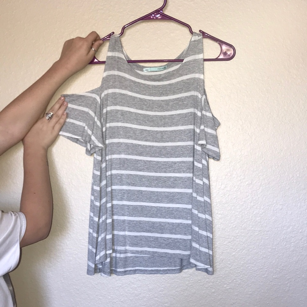 grey off the shoulder top